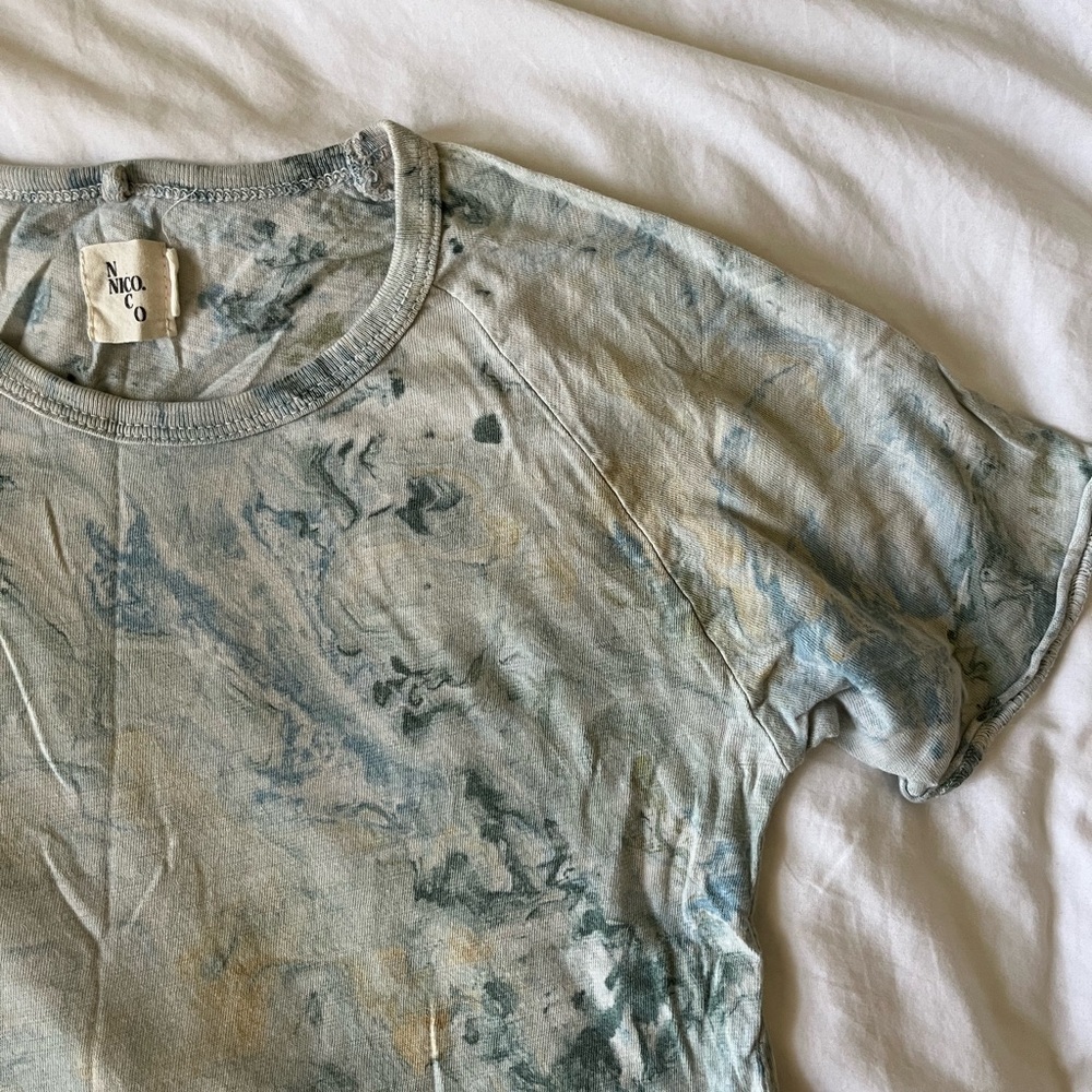 Nico Nico Blue and Gray Tie-Dye Kids organic Tee